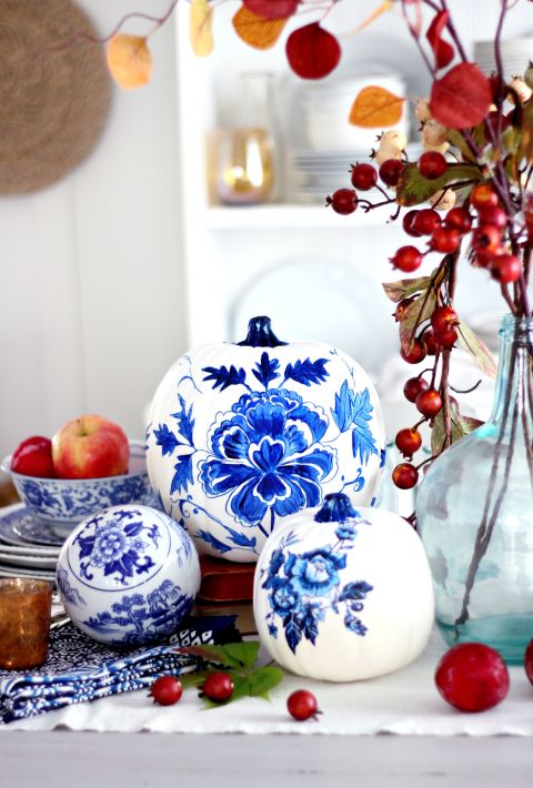 Blue Porcelain Pumpkin