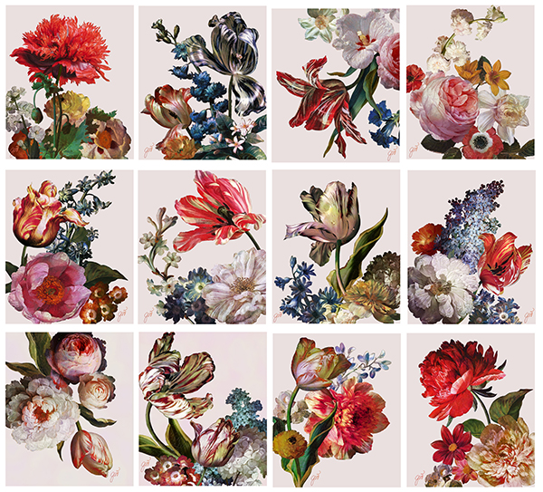 "Dutch Blooms White" - Left Bank Art by Jackie von Tobel
