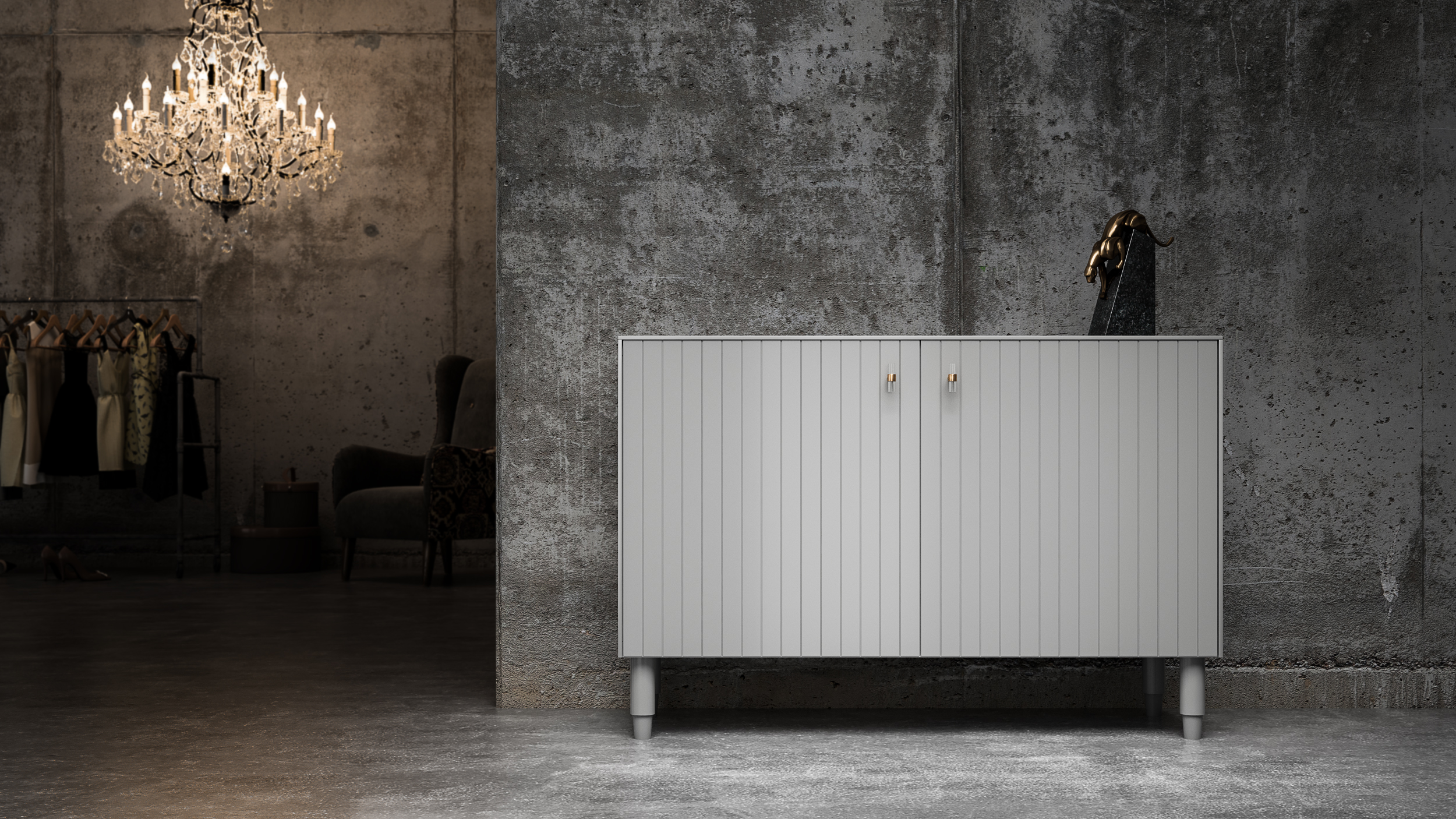 Storage Cabinet Astrid in Perfect Gray by Norse Interiors